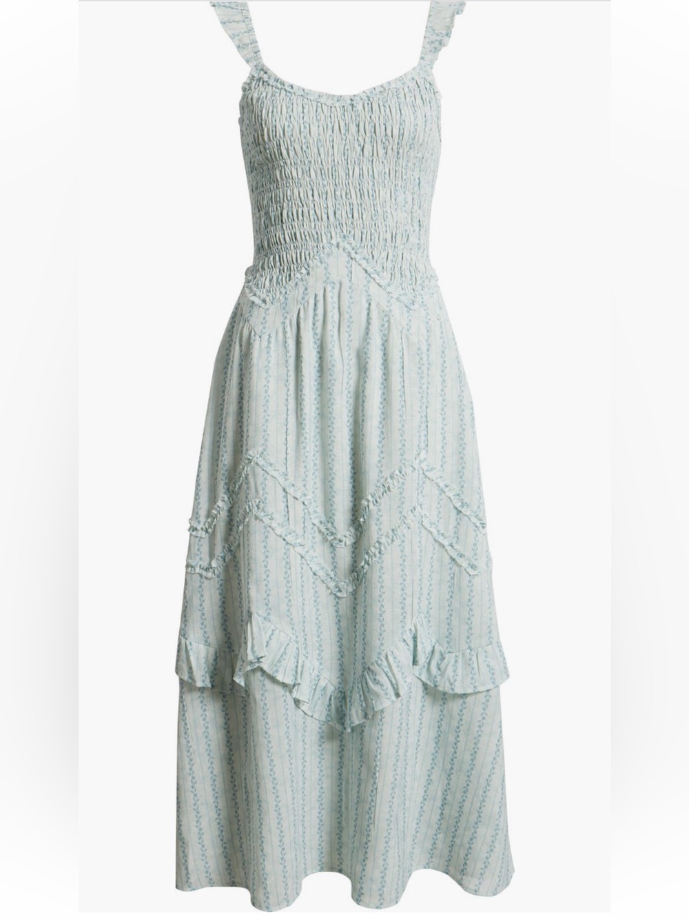 NWT Moon River Smocked Ruffle Strap Midi Dress Small - Picture 4 of 16